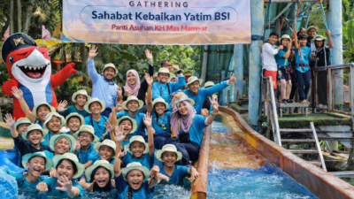 Keceriaan Anak Yatim Warnai Gathering Sahabat Kebaikan Yatim BSI Maslahat di Hawai Waterpark Malang