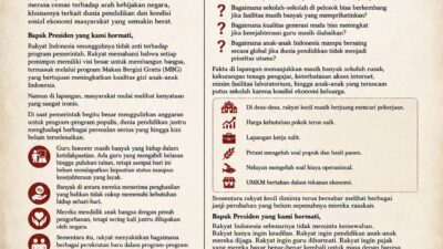 Surat Terbuka untuk Presiden RI, Kekhawatiran Publik atas Masa Depan Pendidikan Nasional