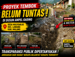 Proyek Tembok Desa Mulyoarjo Disorot, Pekerjaan Belum Tuntas dan Minim Informasi Anggaran