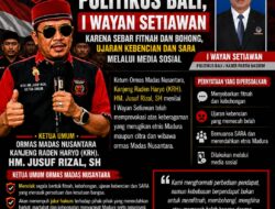 Wayan Setiawan Politikus Bali Akan Dipolisikan Ormas Madas Nusantara Sebar Fitnah dan SARA di Medsos