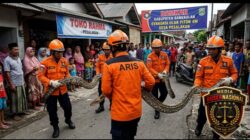 Dalam Dua Hari, Damkar Bangkalan Evakuasi Dua Ular Piton Sepanjang 4 Meter dari Permukiman Warga