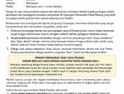 LAPORAN DAN PERMOHONAN INTERVENSI SERIUS ATAS DUGAAN PEMERASAN SISTEMATIS DI POLRES MALANG