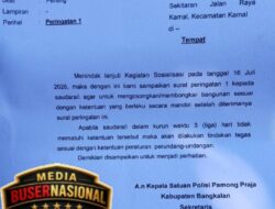 Satpol PP Kabupaten Bangkalan Layangkan Surat Peringatan 1 kepada Pelaku Usaha di Jalan Raya Kamal