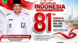 Kadisdik Kabupaten Malang Bagus Sulistyawan Ajak Masyarakat Semarakkan HUT RI ke-81 dengan Semangat Persatuan dan Kemajuan Pendidikan