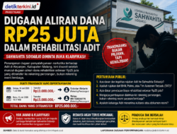 Dugaan Aliran Dana Rp25 Juta dalam Rehabilitasi Adit Dipertanyakan, Sahwahita Sidoarjo Diminta Buka Klarifikasi